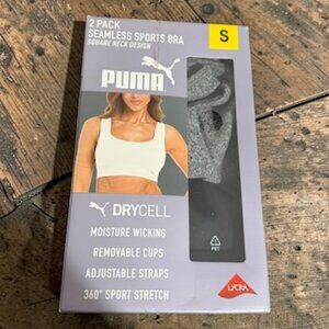 Puma Women's Seamless Sports Bra Grey/Black - 2 Pack, NWT - Small